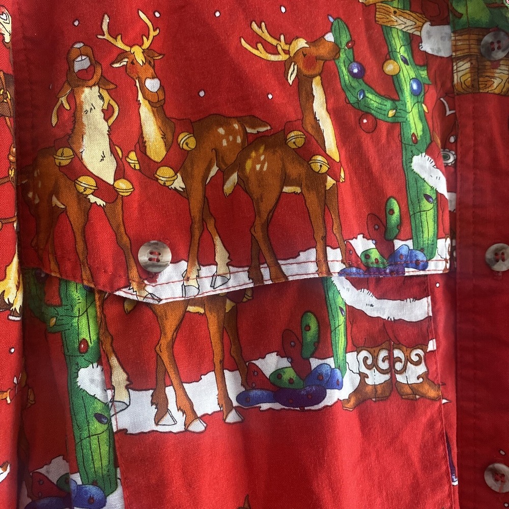 Susie's Country Western Christmas Shirt Womens Size S Red Cotton Vintage - Picture 2 of 9